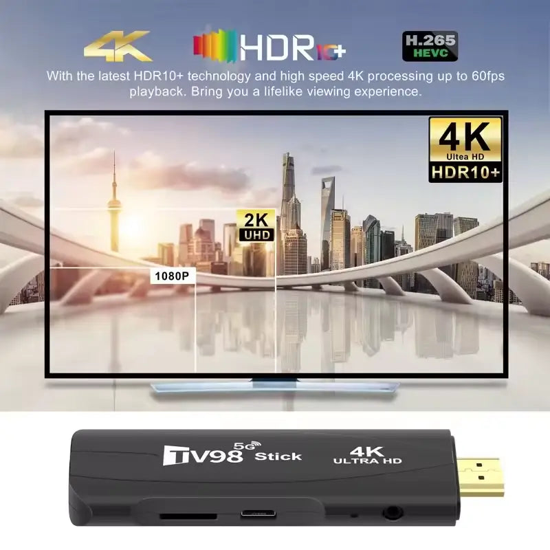 TV Box 98 Smart Stick Android 12.1 4K HD 2GB & 16GB